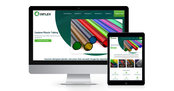Inplex Website mockup on laptoptablet to showcase custom manufacturing web design