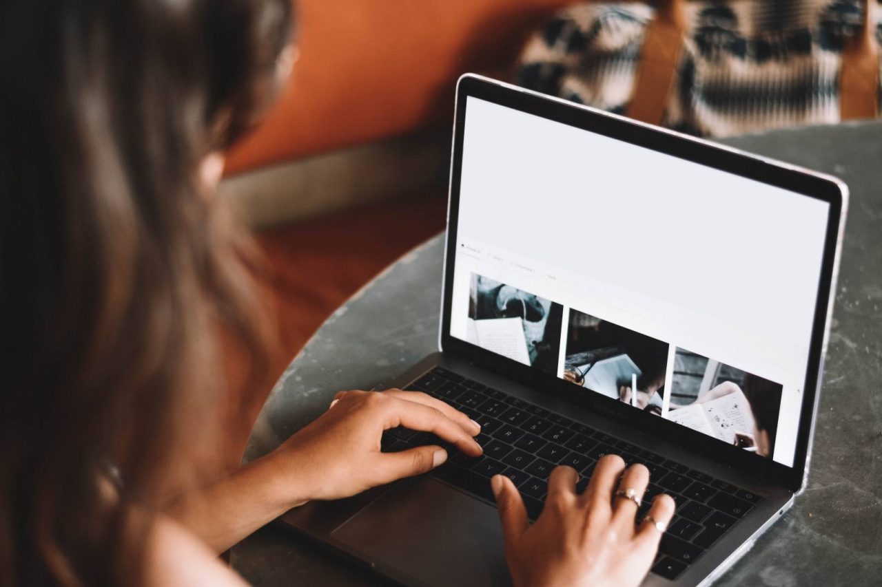 laptop in use by person